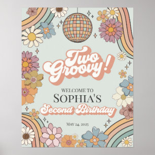 Deux Super Floral 2e Anniversaire Affiche de bienv