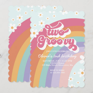 Deux Super Retro Rainbow 2e Invitation d'anniversa