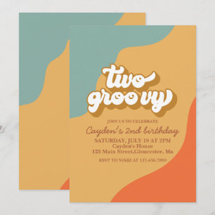 Deux Super Retro Swirl 2e Invitation d'anniversair