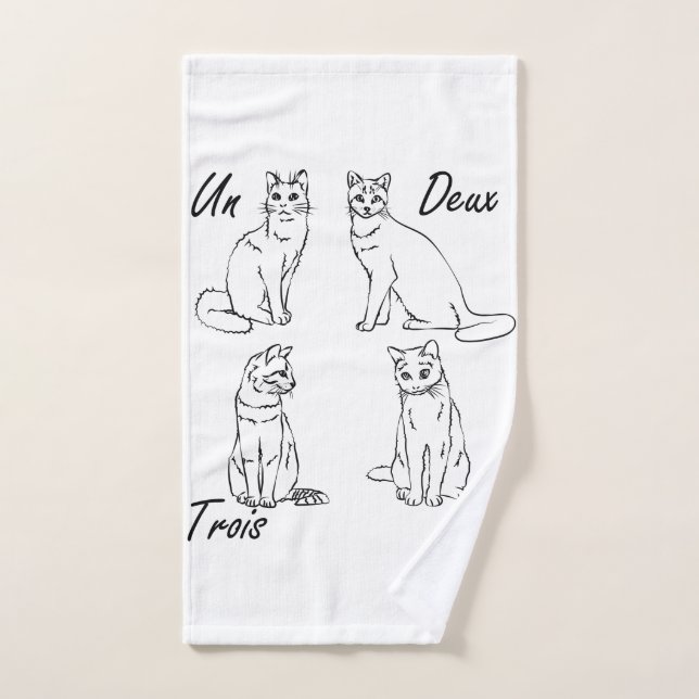 Deux Trois Cat Funny French (Serviette à main)