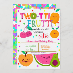 Deux tti Frutti 2e Fille Invitations de fête d'ann