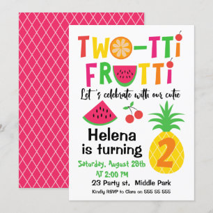 Deux tti Frutti 2e Invitation anniversaire pour fi