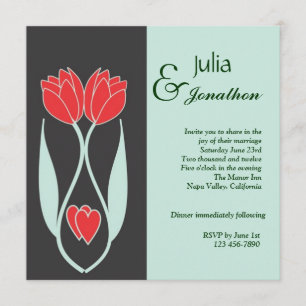 Deux tulipes Art Nouveau Faire-part de mariage