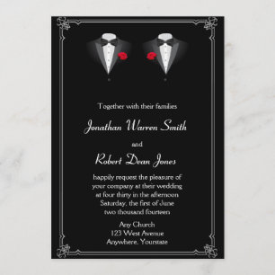 Deux Tuxedos avec Faire-part de mariage Red Rose G