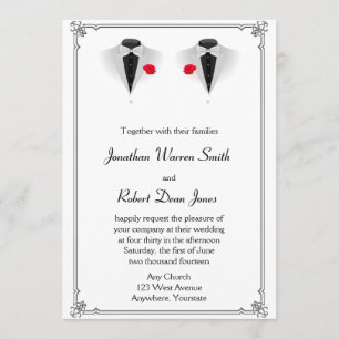 Deux Tuxedos sur White Gay Faire-part de mariage