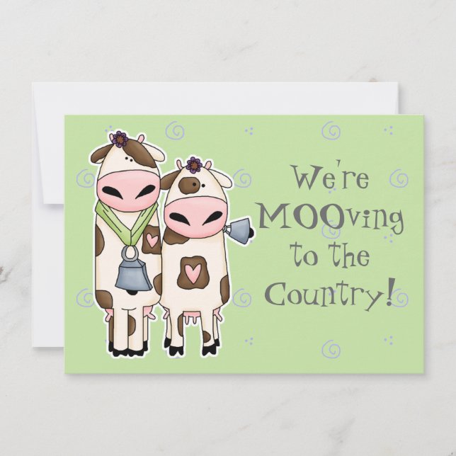 deux vaches moo mignonnes en mouvement faire-part (Devant)