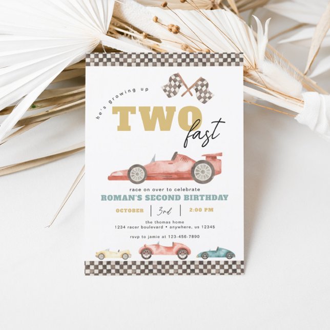 Deux voitures de course rapide Invitation de fête  (Créateur téléchargé)