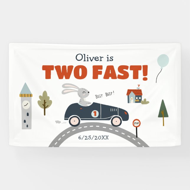 Deux voitures rapides Bannière du 2e anniversaire (Horizontal)