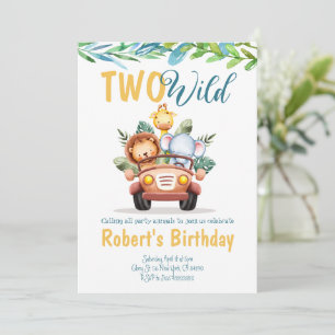 Deux Wild Boy Safari Invitation Anniversaire