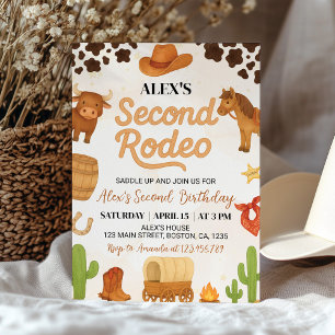 Deuxième Rodéo Western Cowboy Invitation Anniversa
