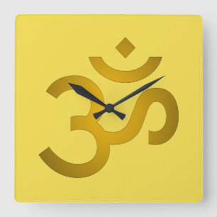 Devanagari om  - Canary Square Wall Clock