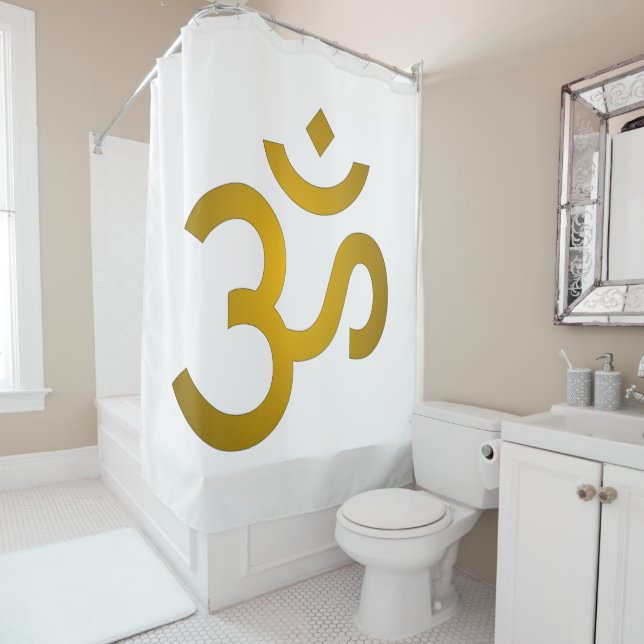 Devanagari om Shower Curtain (In Situ)