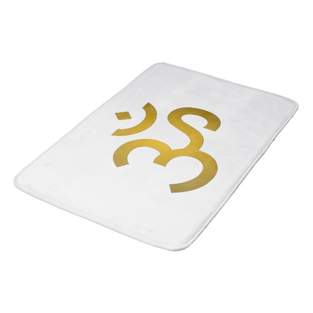 Devanagari Om - White Bath Mat (Angled)