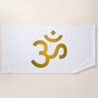 Devanagari Om - White Beach Towel