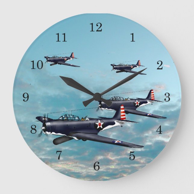 Devastator Torpedo Bomber 1942 Pacific Large Clock (Front)