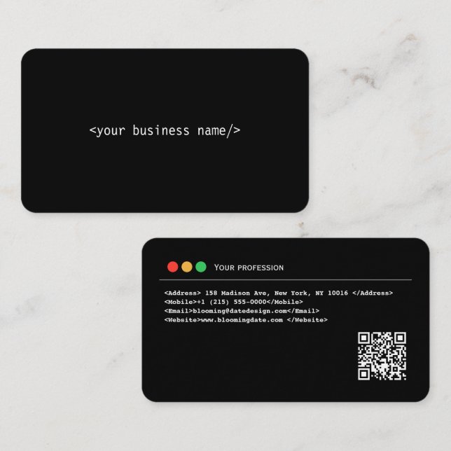 Developer Business Card with QR code (Front/Back)