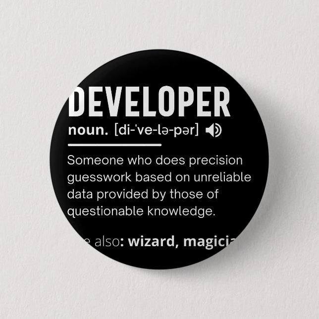 Developer Dictionary Definition Funny developers 2 Inch Round Button (Front)