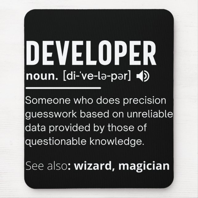 Developer Dictionary Definition Funny developers Mouse Pad (Front)
