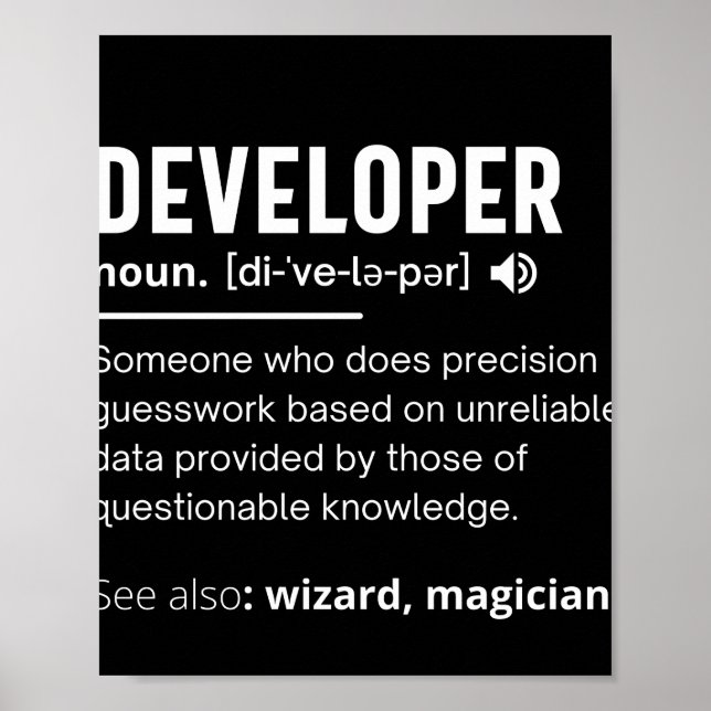 Developer Dictionary Definition Funny developers Poster (Front)