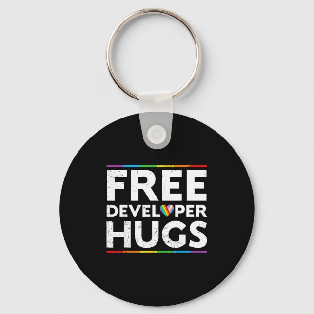 Developer Hugs Suprt Lgbt Proud Parades Rainbow Fl Keychain (Front)