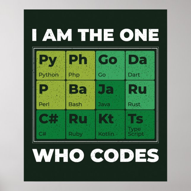 Developer Periodic Table Funny Poster (Front)