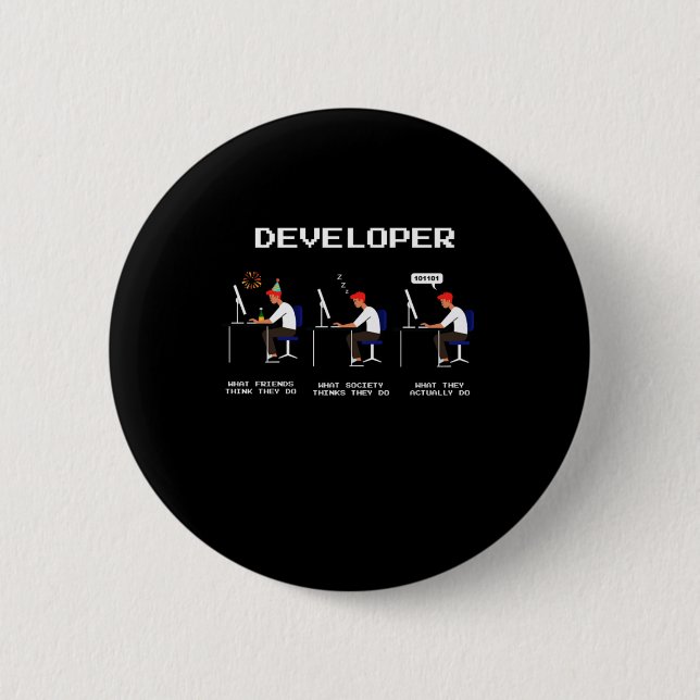 Developer Programmer Coder Computer Nerd Geek gift 2 Inch Round Button (Front)