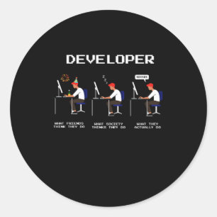 Developer Programmer Coder Computer Nerd Geek gift Classic Round Sticker