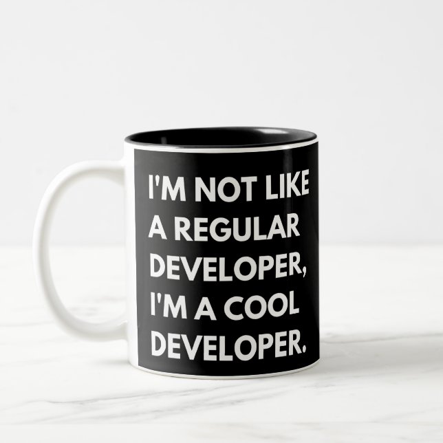 Developers and Programmers Funny Saying Two-Tone Coffee Mug (Left)