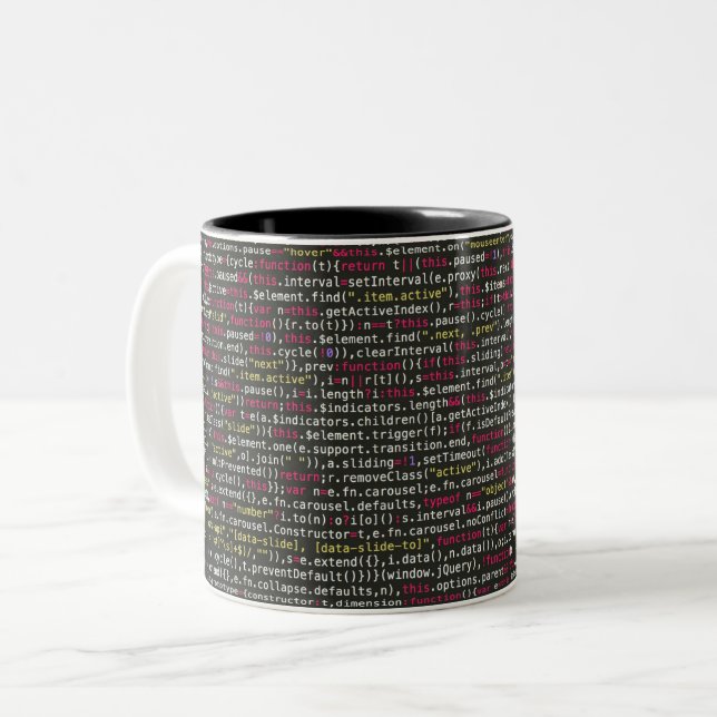 Developer's Terminal Pattern Two-Tone Coffee Mug (Front Left)