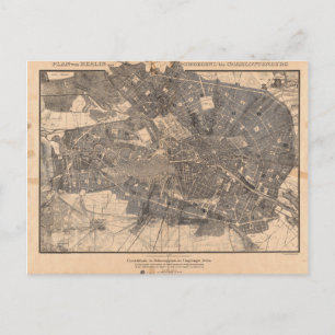 Development Plan Map of Berlin Germany in 1862 Postcard