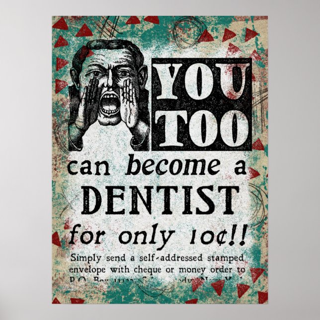 Devenez Une Poster Dentiste - Drôle Annonce Vintag (Devant)