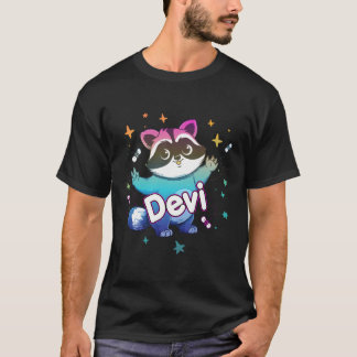 Devi - Cute Boy Name With Cool Raccoon T-Shirt