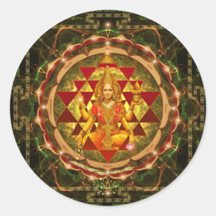 Devi Lakshmi Stotram- Shri Yantra Classic Round Sticker