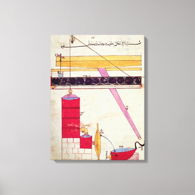 Device for supplying water to a fountain canvas print (Front)