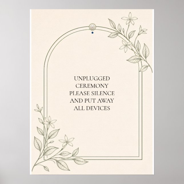 Device Free Olive Botanical Wedding Ceremony Sign (Front)