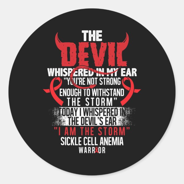 Devil2- Sickle Cell Anemia Awareness Supporter Rib Classic Round Sticker (Front)