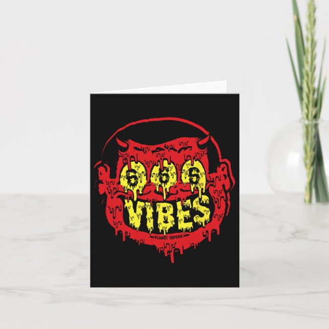 Devil 666 Vibes - Retro Style 666 Funny Evil Hallo Card (Front)