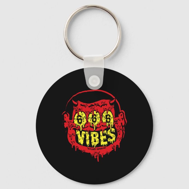 Devil 666 Vibes - Retro Style 666 Funny Evil Hallo Keychain (Front)