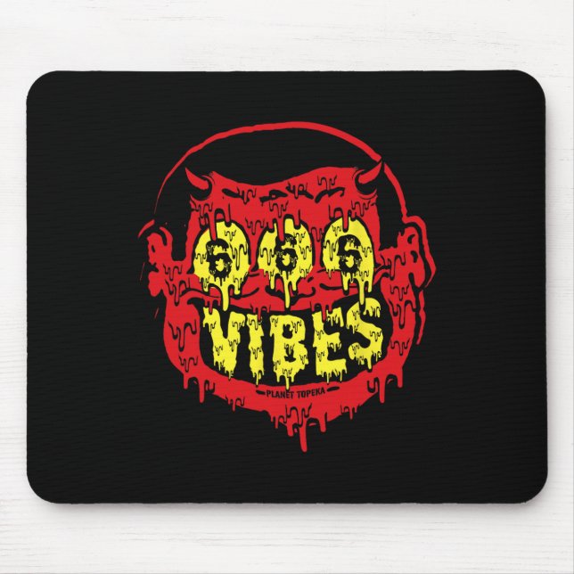 Devil 666 Vibes - Retro Style 666 Funny Evil Hallo Mouse Pad (Front)
