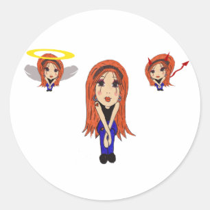 Devil and Angel Cartoon Sticker