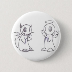 DEVIL & ANGEL 2 INCH ROUND BUTTON