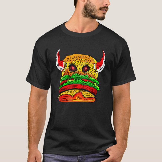 Devil Burger Hamburger Cheesburger Delicious Food T-Shirt (Front)