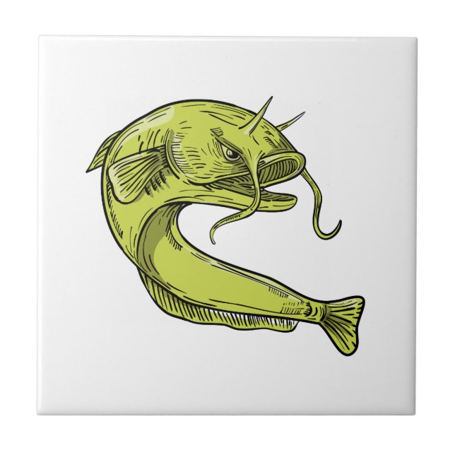 Devil Catfish Jumping Drawing Tile (Front)