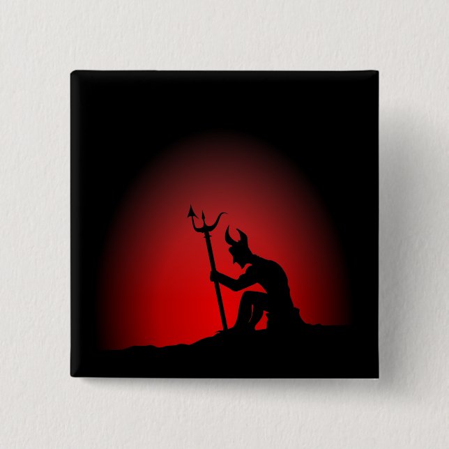 Devil Contemplating 2 Inch Square Button (Front)