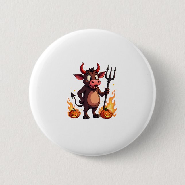 Devil Cow Mischief 2 Inch Round Button (Front)