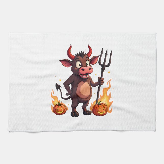 Devil Cow Mischief Kitchen Towel (Horizontal)