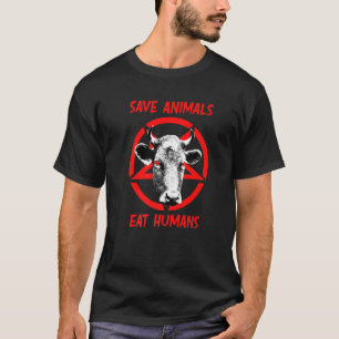 Devil Cow Save Animals Eat Humans Satan 666 Vegan  T-Shirt
