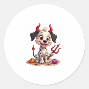 Devil Dalmatian Mischief Classic Round Sticker