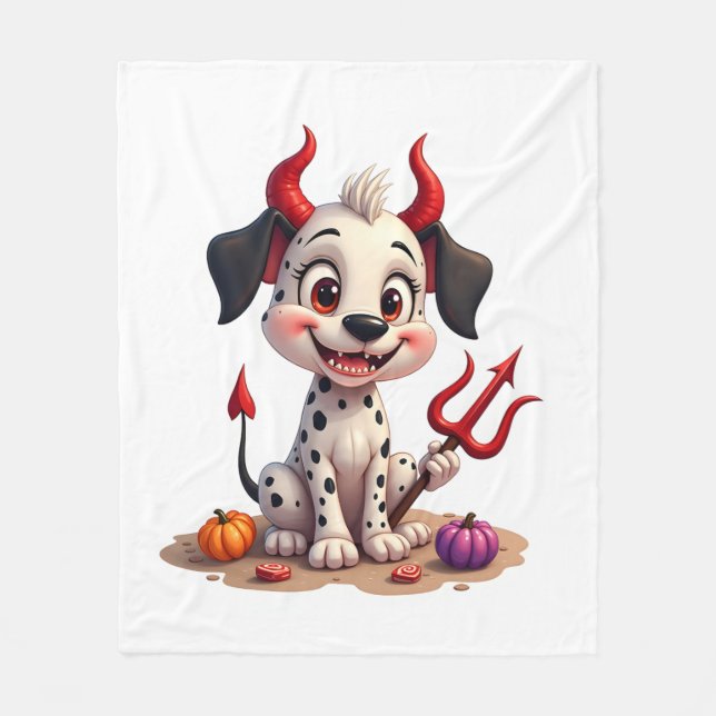 Devil Dalmatian Mischief Fleece Blanket (Front)