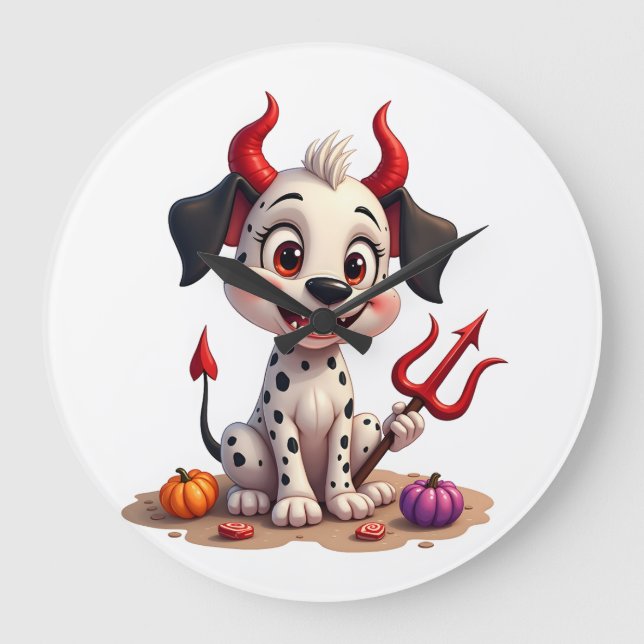 Devil Dalmatian Mischief Large Clock (Front)